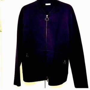 Akris Punto Cardigan Zip-Up Sweater Black Size 10 (0164)
